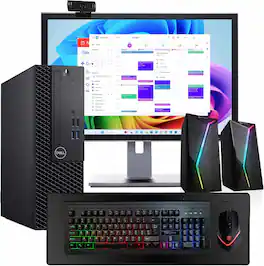 Dell - Refurbished Excellent - OptiPlex 3060 SFF Desktop Combo, Intel i5 8th Gen, 16GB DDR4 RAM, 500GB SSD, 24" New LCD, Keyboard + Mouse, Win11P - Black