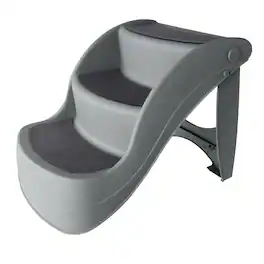 PetMaker - Dog Stairs Pet Stairs with 3-Step Design and Safety Locking Pins Dog Steps for High Beds, Couch and Car - Gray