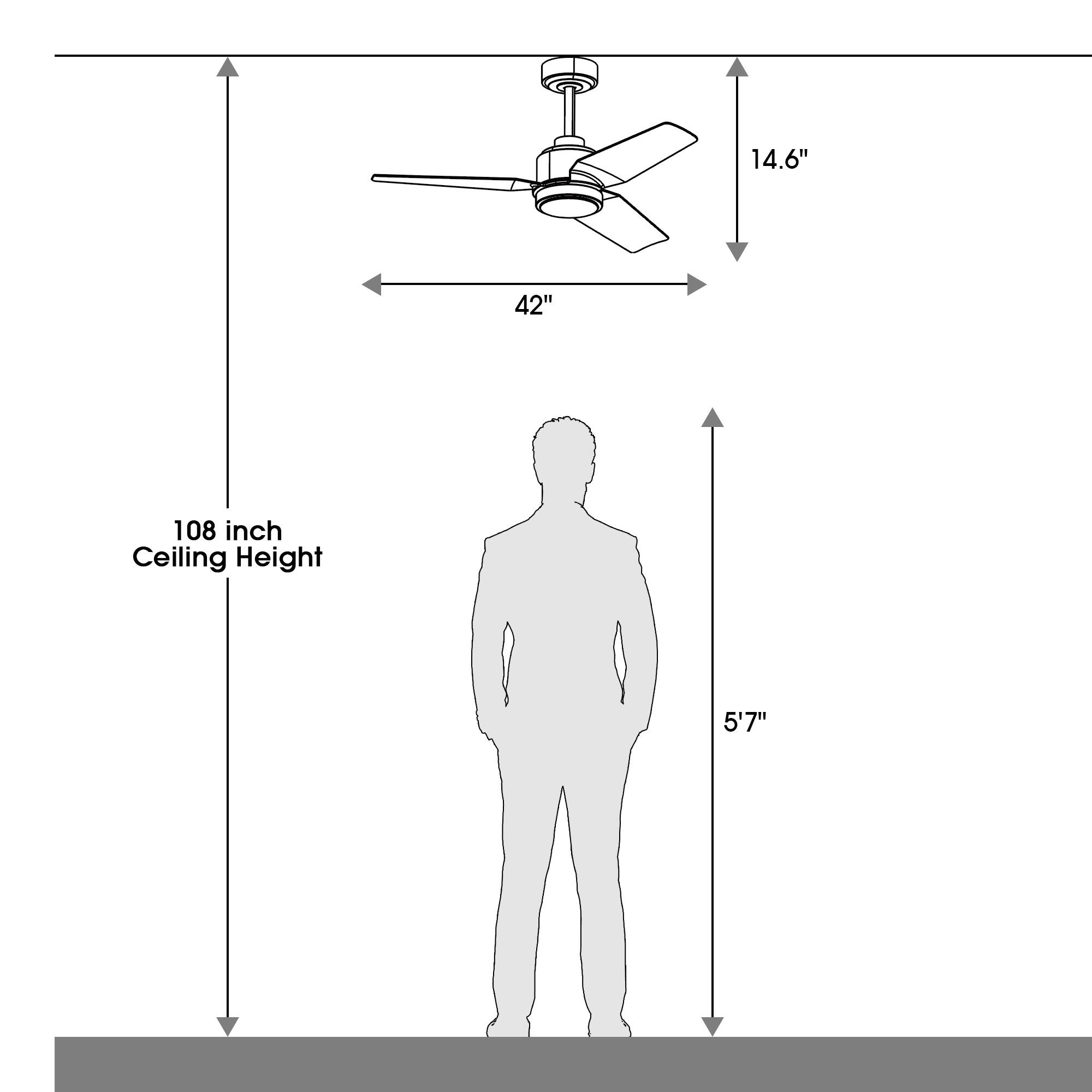 14.6"  
42"  
108 inch Ceiling Height  
5'7"