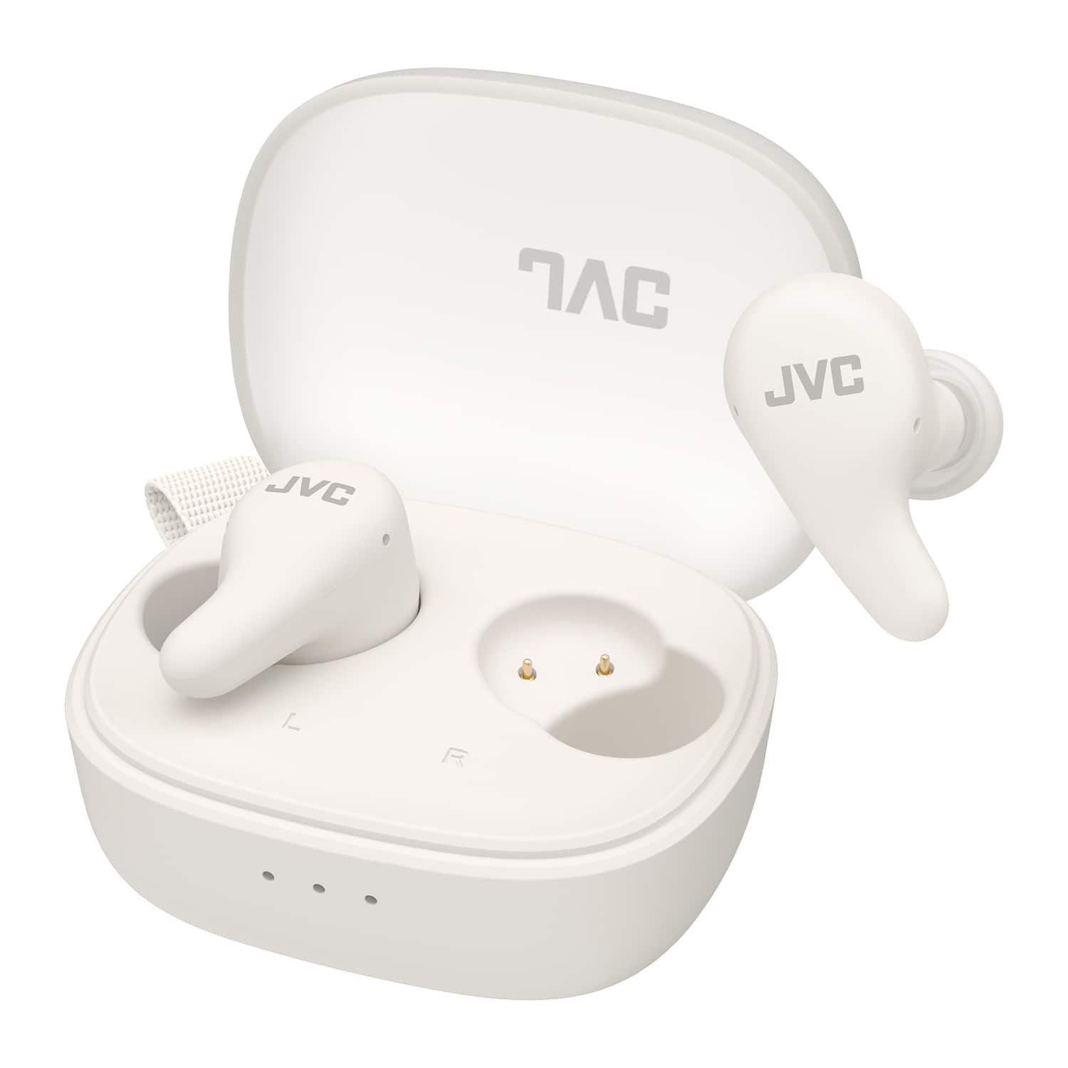 JVC - Gumy Premium Bluetooth Earbuds With Microphone, Active Noise Canceling, True Wireless With Charging Case - White