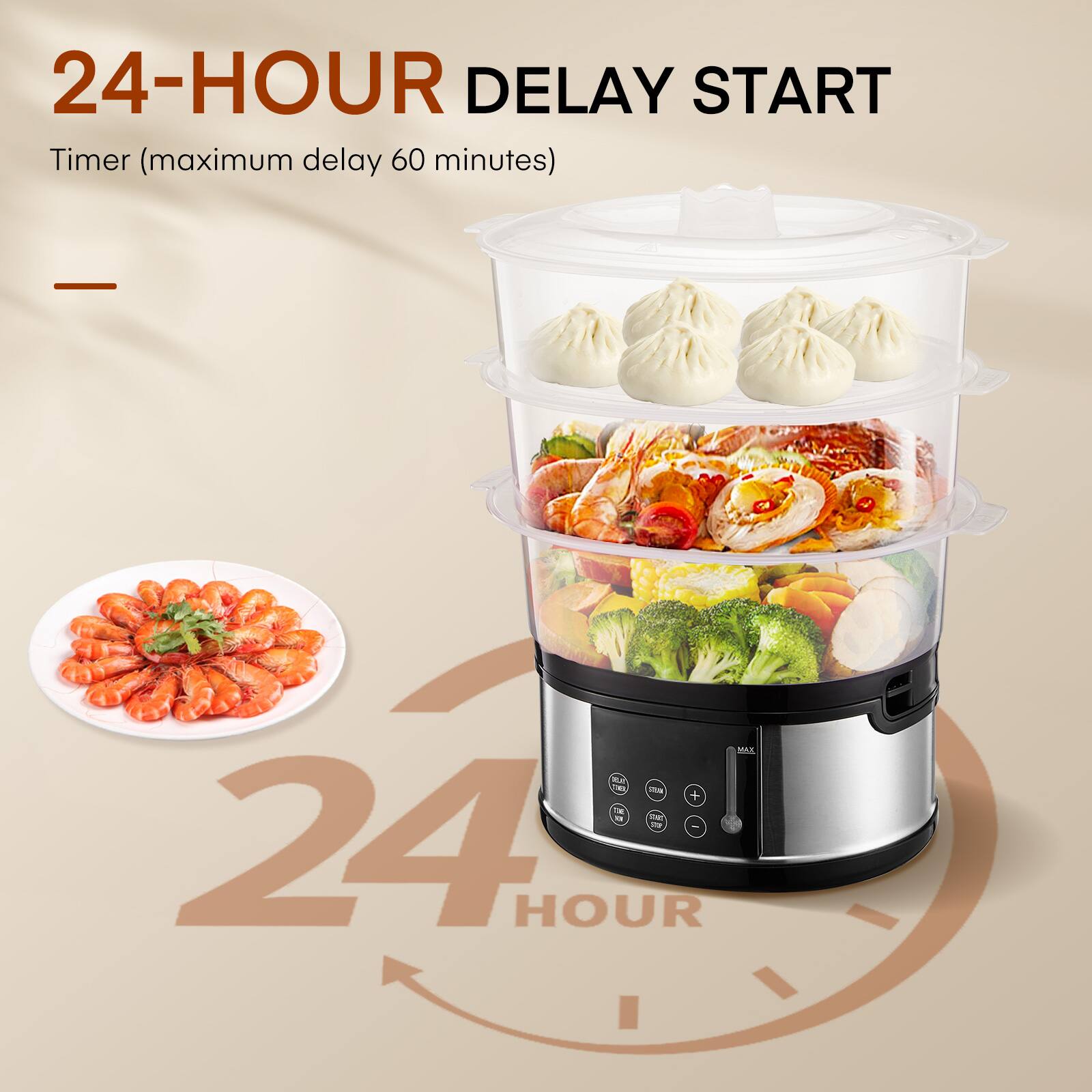 24-HOUR DELAY START Timer (maximum delay 60 minutes)