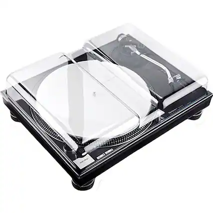 Front. Decksaver - Turntable Cover for Technics SL-Series / Pioneer DJ PLX-Series DS-PC-SL1200 - Smoked|Clear transparency.