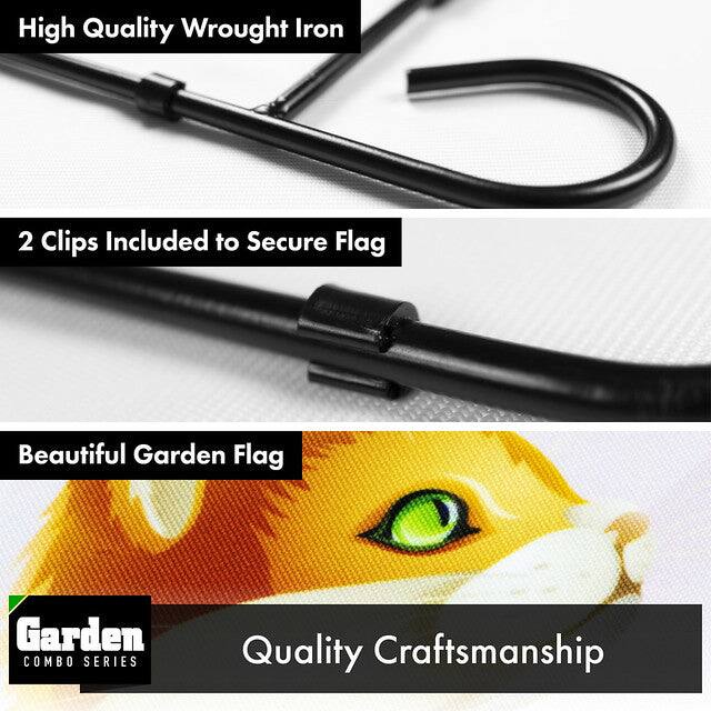 High Quality Wrought Iron  
2 Clips Included to Secure Flag  
Beautiful Garden Flag  
Quality Craftsmanship  

Garden COMBO SERIES