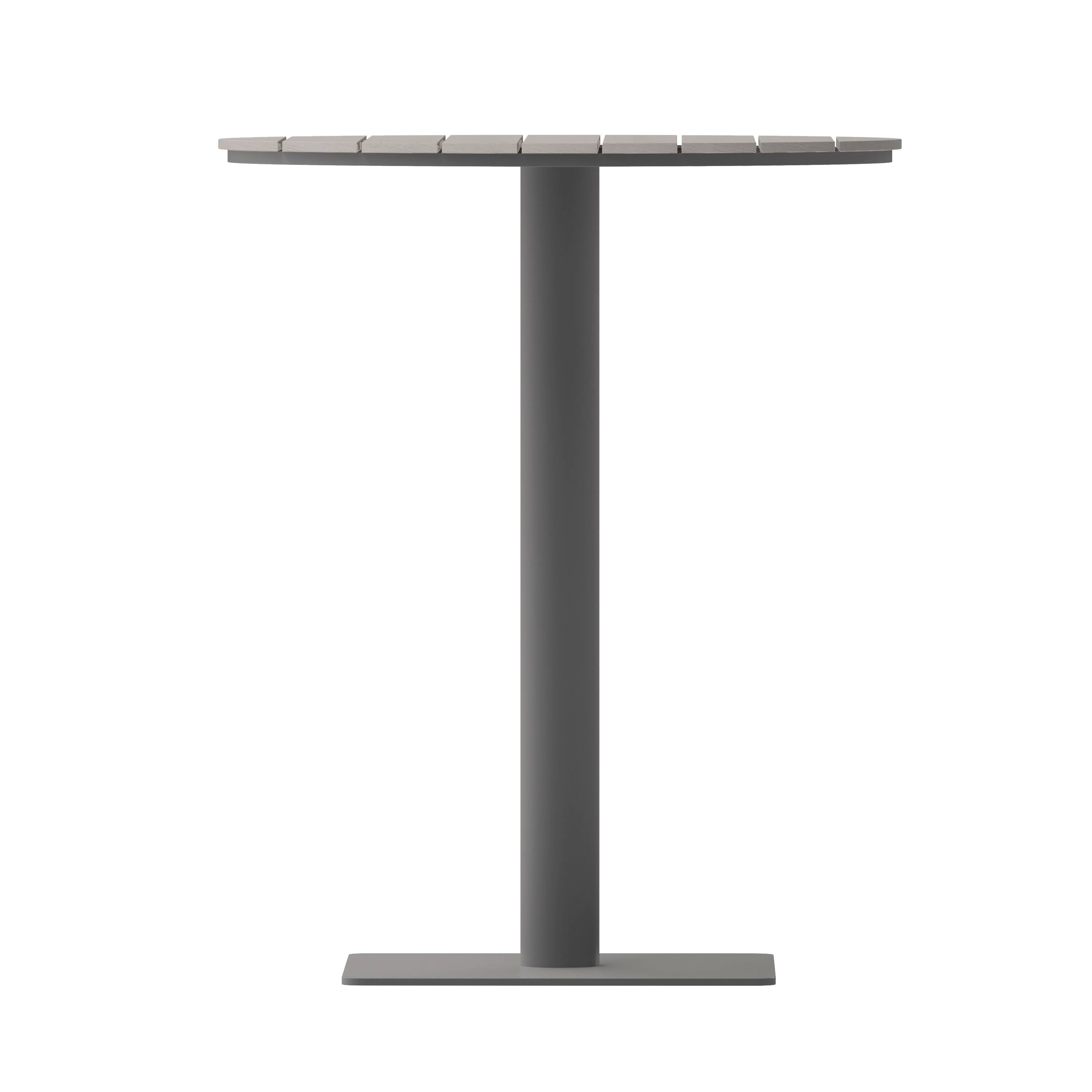 Alt View 9. Emma + Oliver - Fena 24" Round Outdoor Dining Table with Faux Teak Poly Slats and Steel Frame - Gray Top/Gray Frame.
