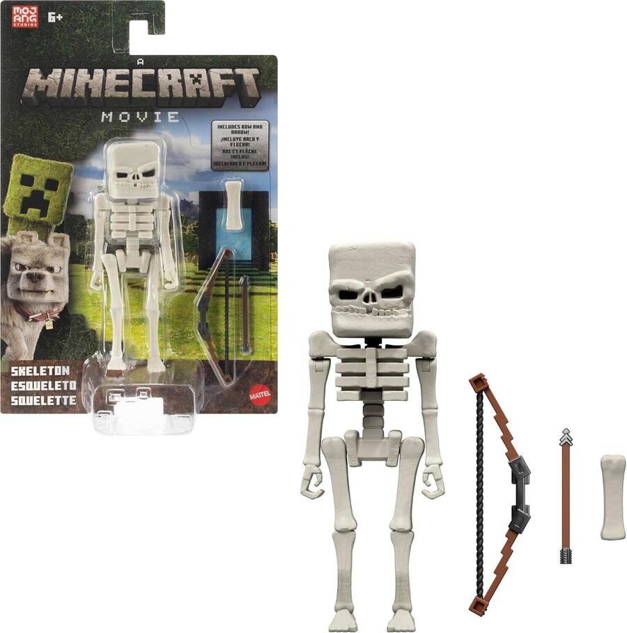 Mattel Minecraft Movie 4'' Skeleton Figure with Accessories ...