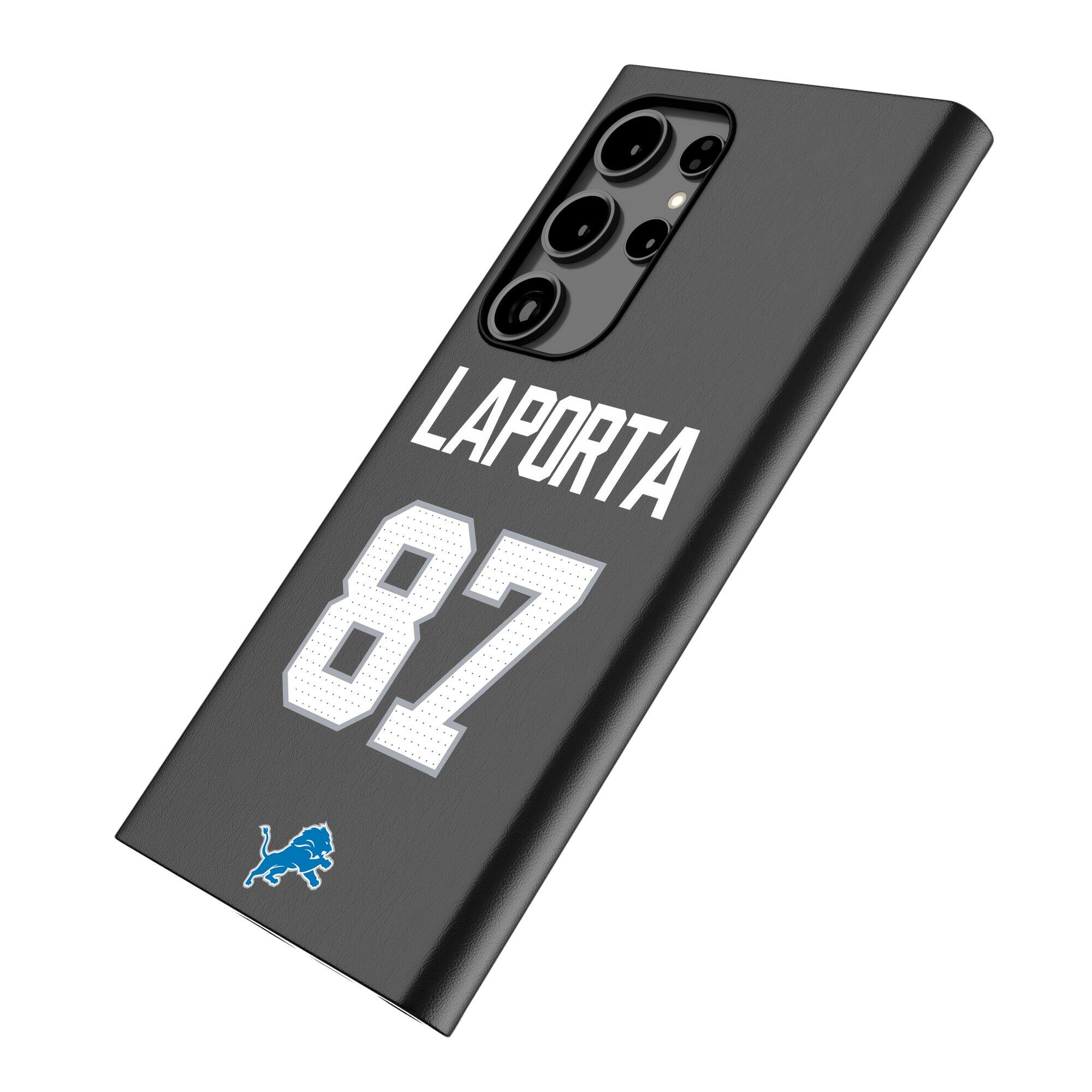 Alt View 1. Keyscaper - Sam LaPorta Black Detroit Lions Galaxy Magnetic Bump Case - S25 Ultra - Black.