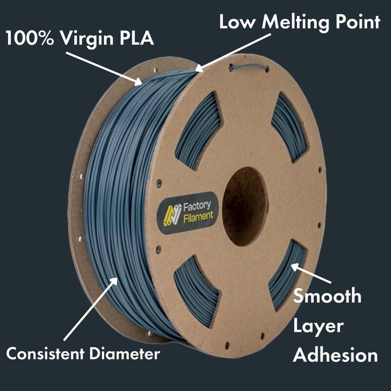 100% Virgin PLA  
Low Melting Point  
Consistent Diameter  
Smooth Layer Adhesion