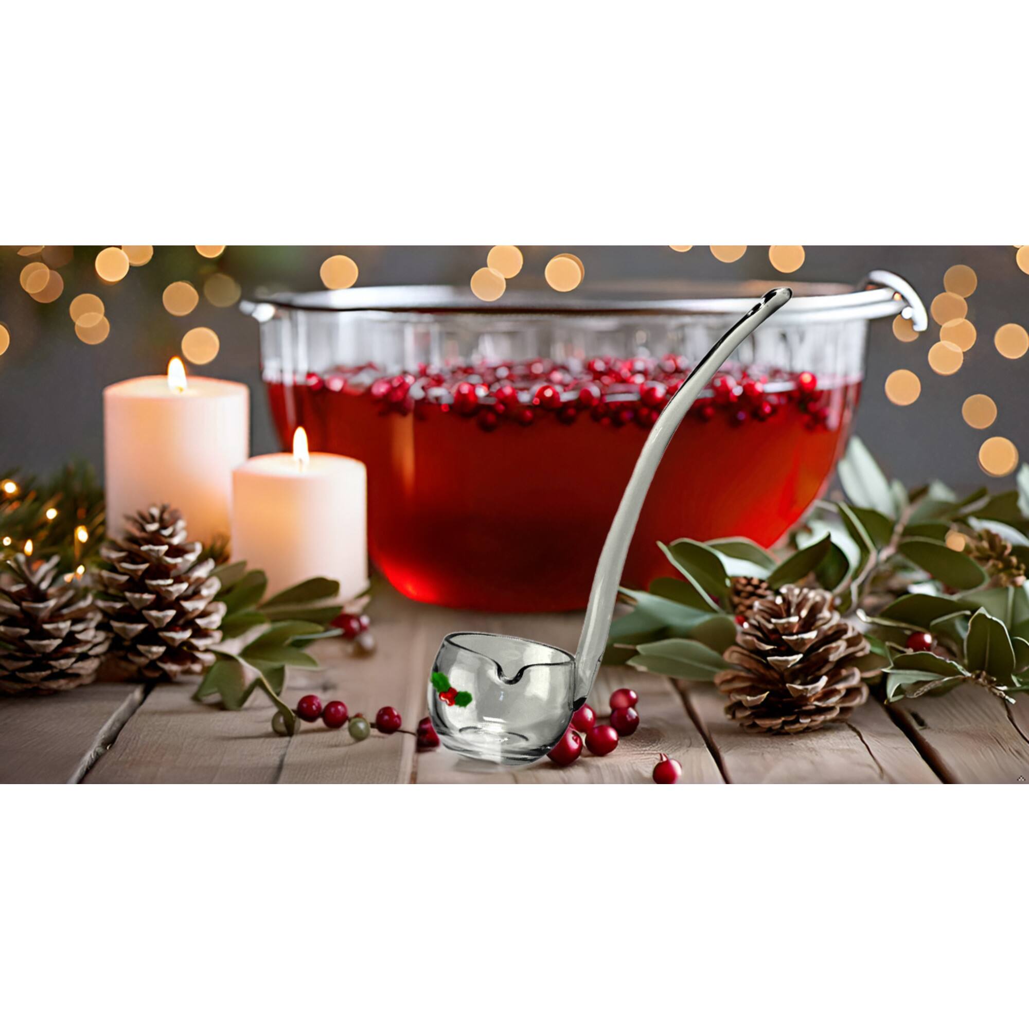 Alt View 1. Artland - Artland Punch Glass Ladle with Holly Pattern, Ergonomic Handle, Dishwasher Safe - Clear.