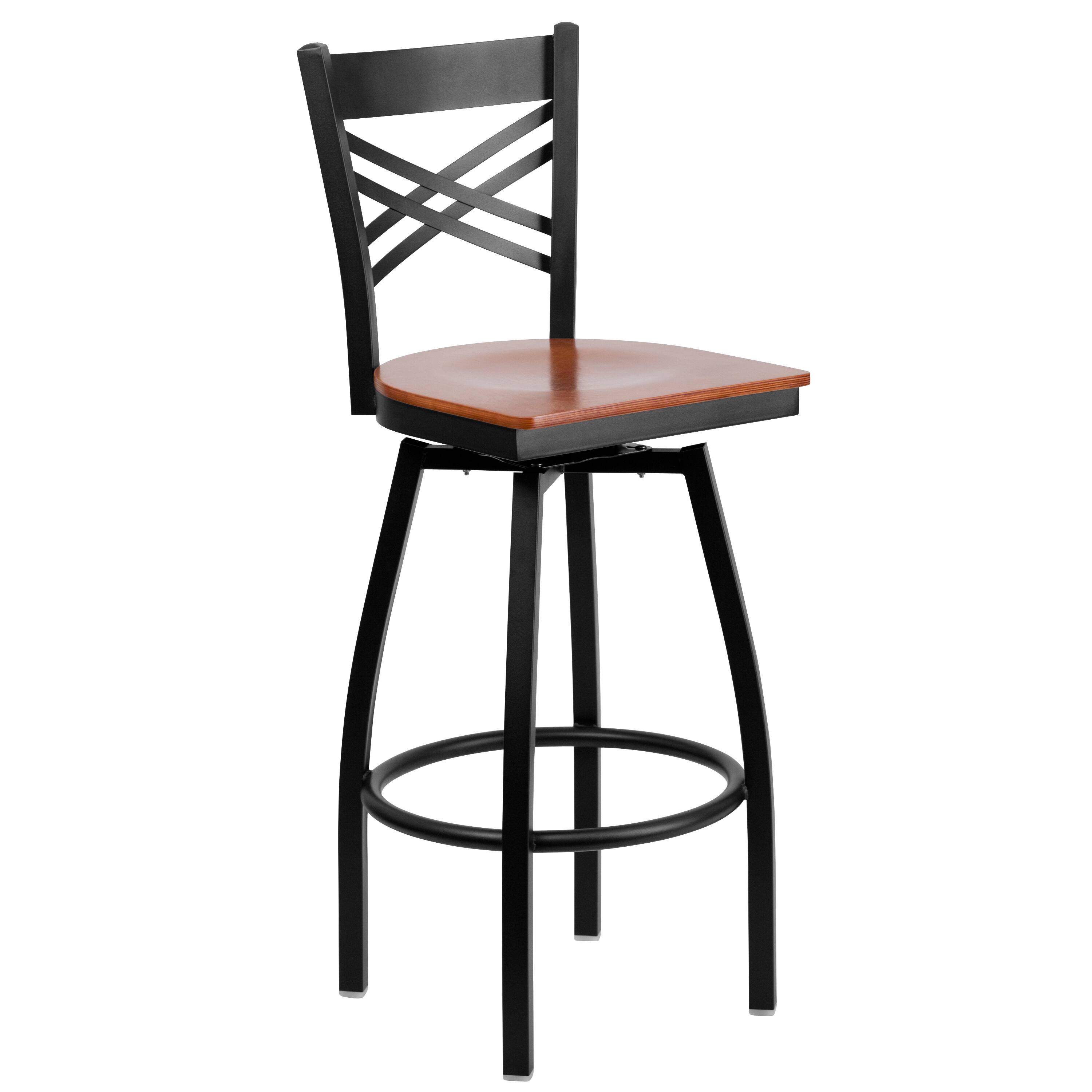 Cherry Wood Seat/Black Metal Frame