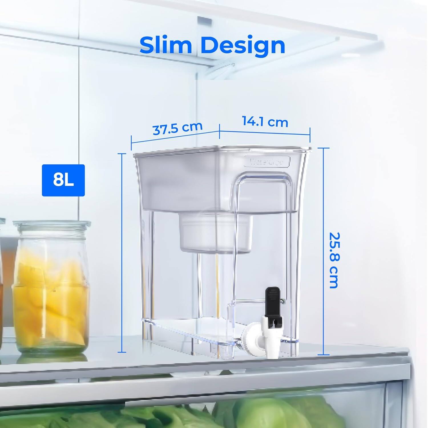 Slim Design  
37.5 cm  
14.1 cm  
8L  
25.8 cm