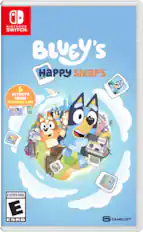 NINTENDO SWITCH. BLUEY'S HAPPY SNAPS 6 ACTIVITY CARDS FOR REAL LIFE RAI SA T - ! : - BS - E EVERYONE E ESRB GAMELOFT