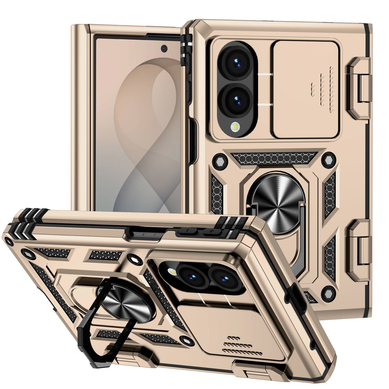 Dteck For Samsung Galaxy Z Fold8 Heavy Duty Rugged Case Sliding Lens ...