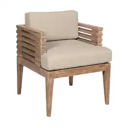 Armen Living - Vivid Outdoor Patio Dining Chair in Light Eucalyptus Wood with Olefin Cushions - Taupe