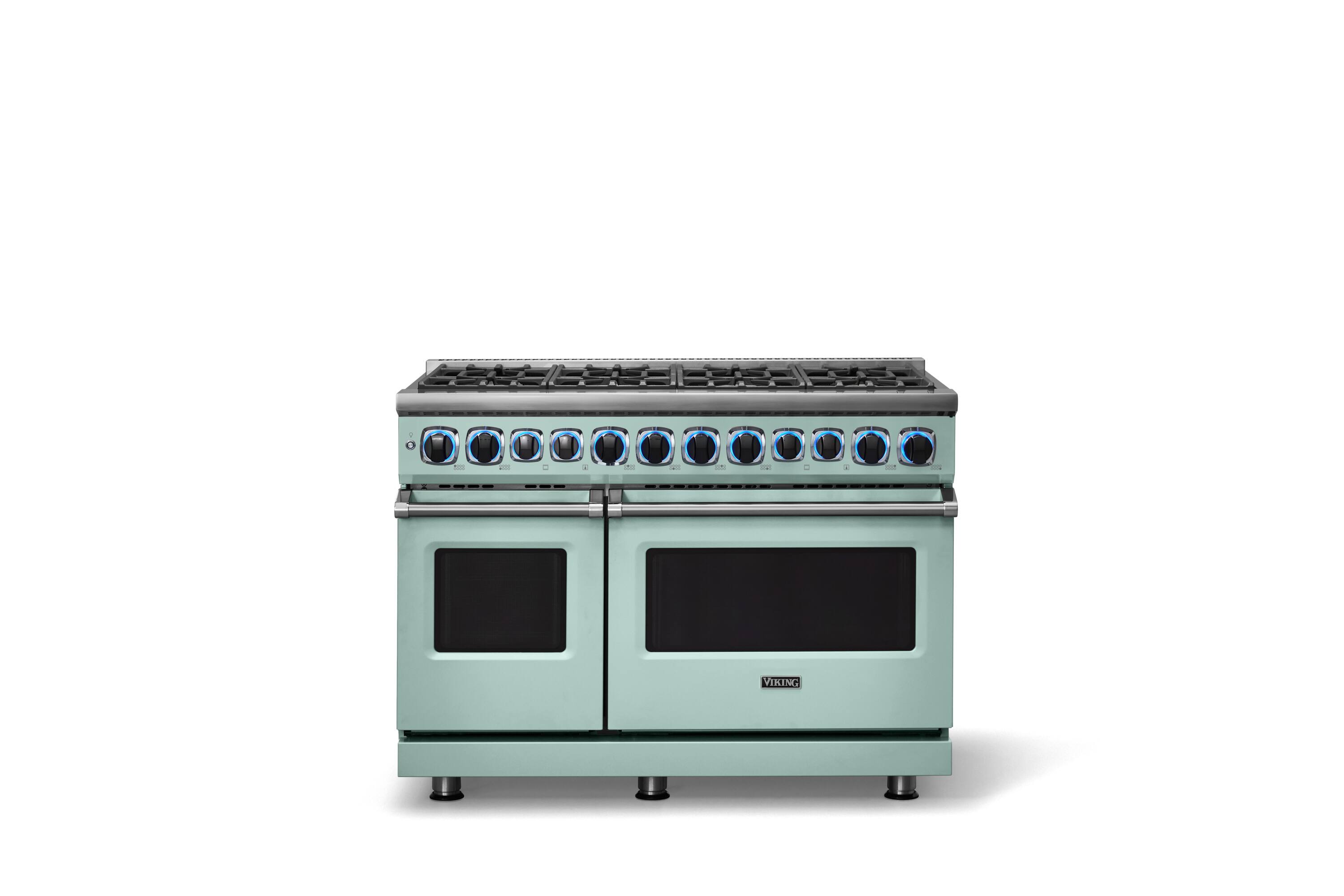 Alt View 4. Viking - 48 in. Wide 8 Burner Dual Fuel Sealed Burner Range - Splash.