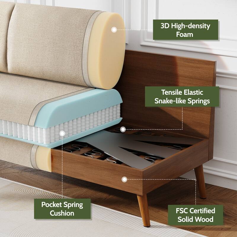 3D High-density Foam  
Tensile Elastic Snake-like Springs  
Pocket Spring Cushion  
FSC Certified Solid Wood