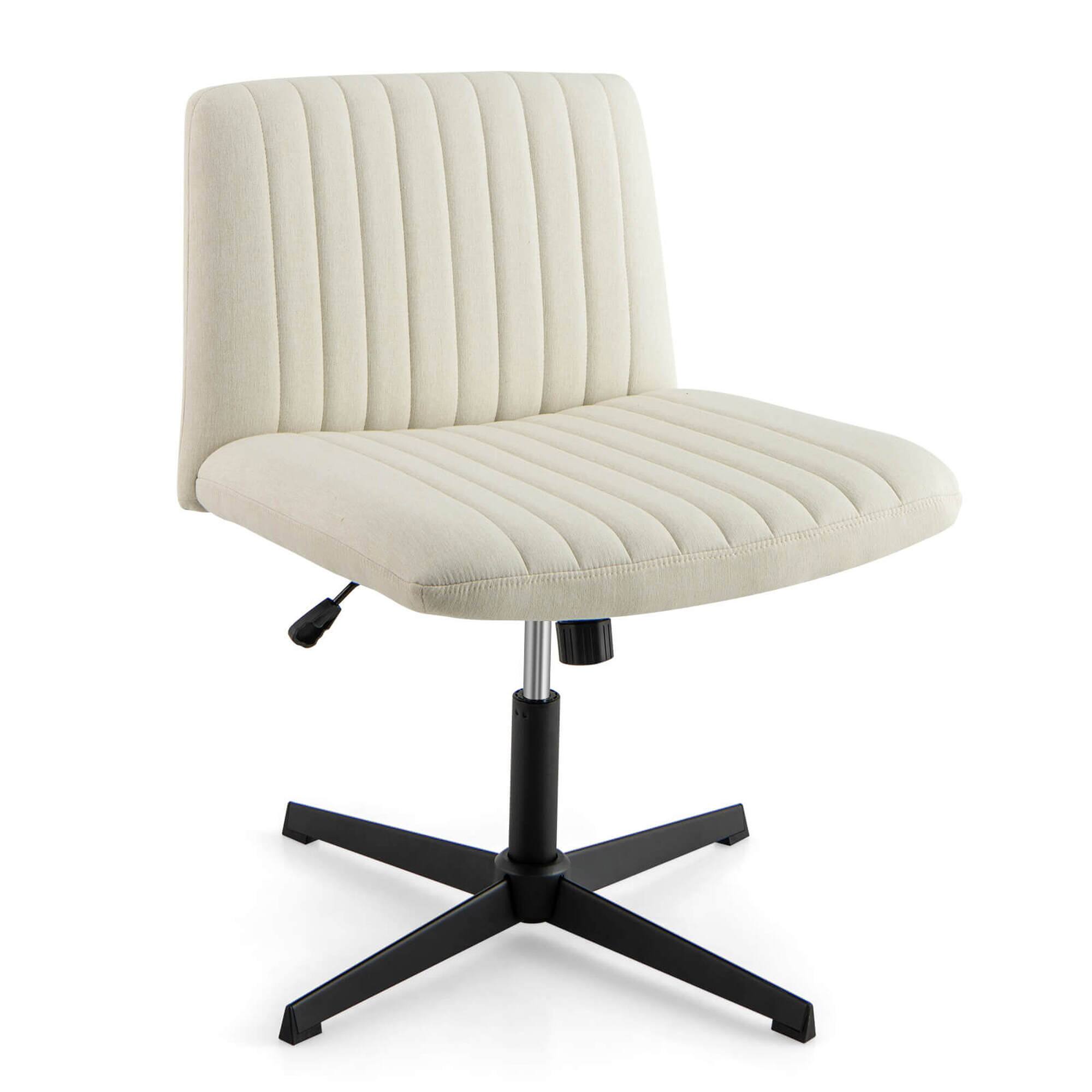 Costway - Criss Cross Legged Office Chair Ergonomic Mid Back Computer Desk Chair - Beige