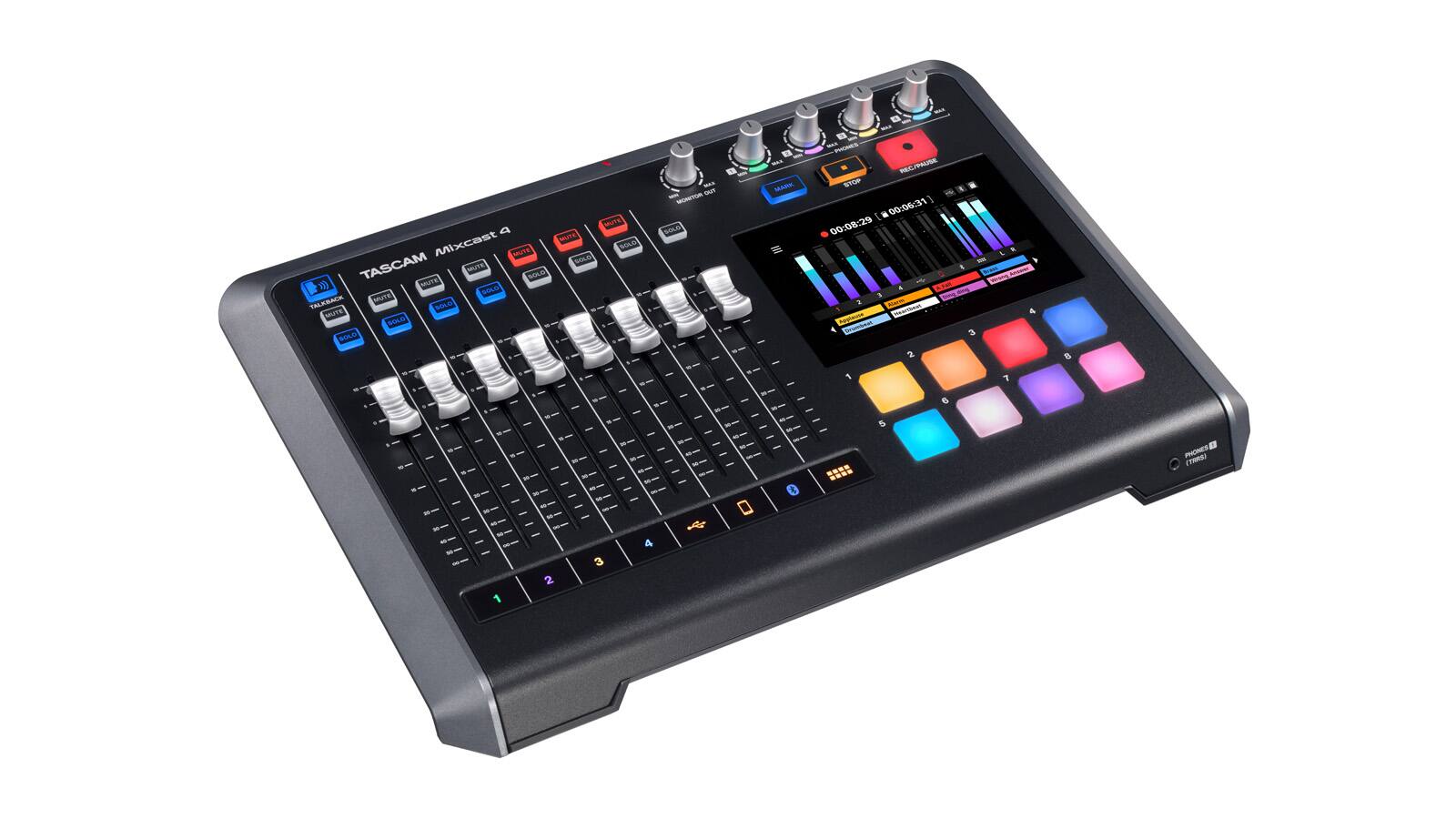 Left. TASCAM - Mixcast 4 Podcast Station - Black.