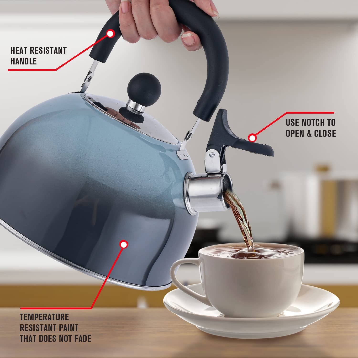 HEAT RESISTANT HANDLE  
USE NOTCH TO OPEN & CLOSE  
TEMPERATURE RESISTANT PAINT THAT DOES NOT FADE