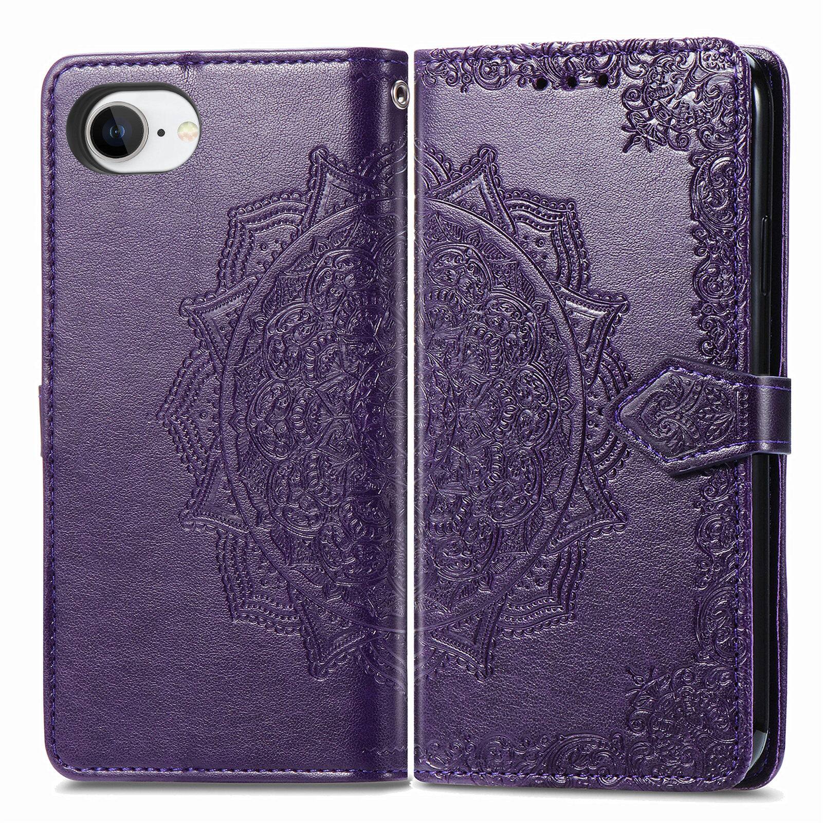 Alt View 1. Dteck - Magnetic Wallet Case For Apple iPhone 17E/16E, Shockproof Card Slots Stand Flip Phone Protective Cover with Hand Strap - Purple.