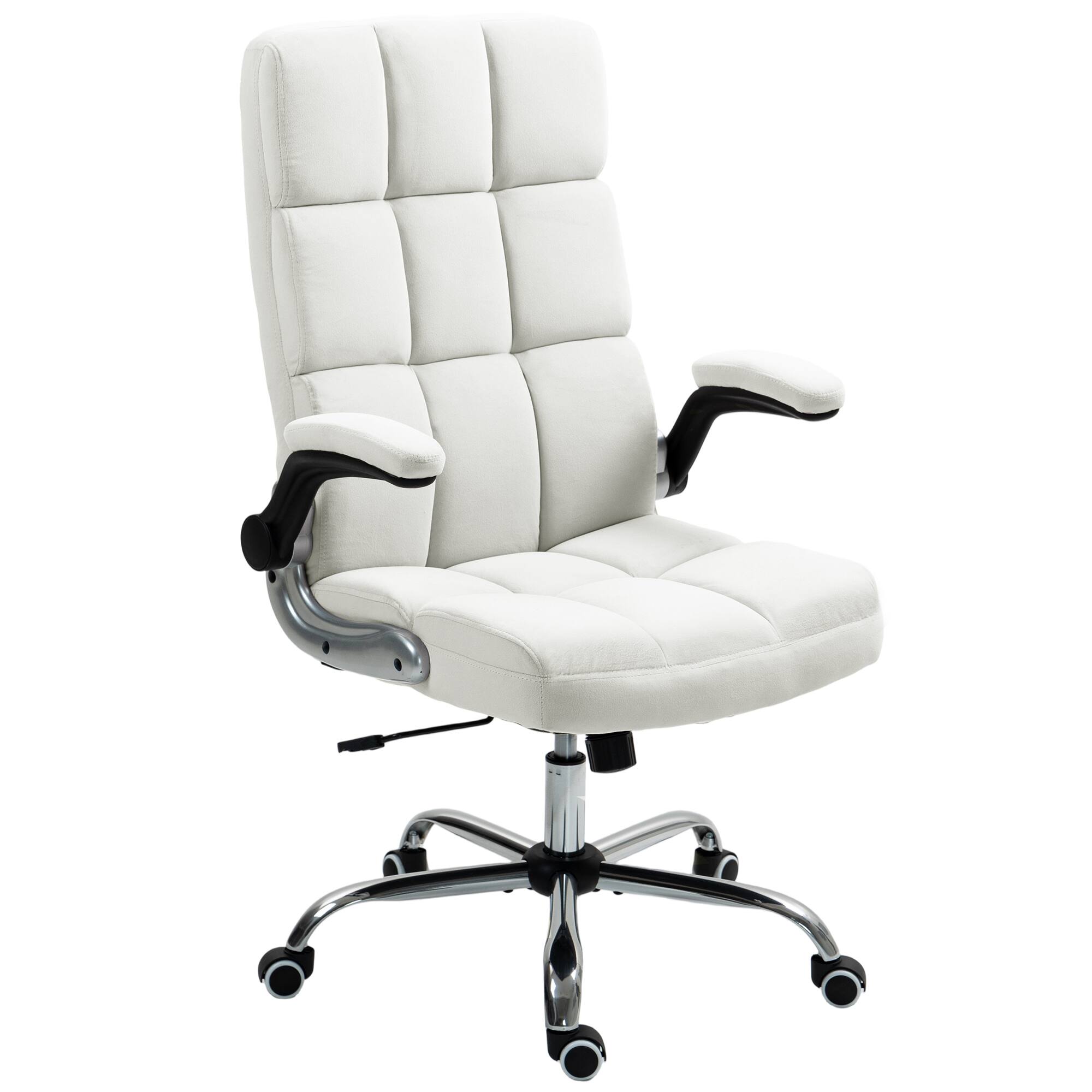 Alt View 4. U-HOMY - Velvet Executive Office Chair: Ergonomic Desk Chair with Adjustable Height & 360° Rotation - Off-White.