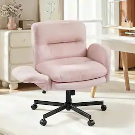 Bestier - Criss Cross Office Chair, Flip-Up Armrest Swivel Desk Chair with Wheel, Ergonomic Computer Chair for Study Makeup Gaming - Pink