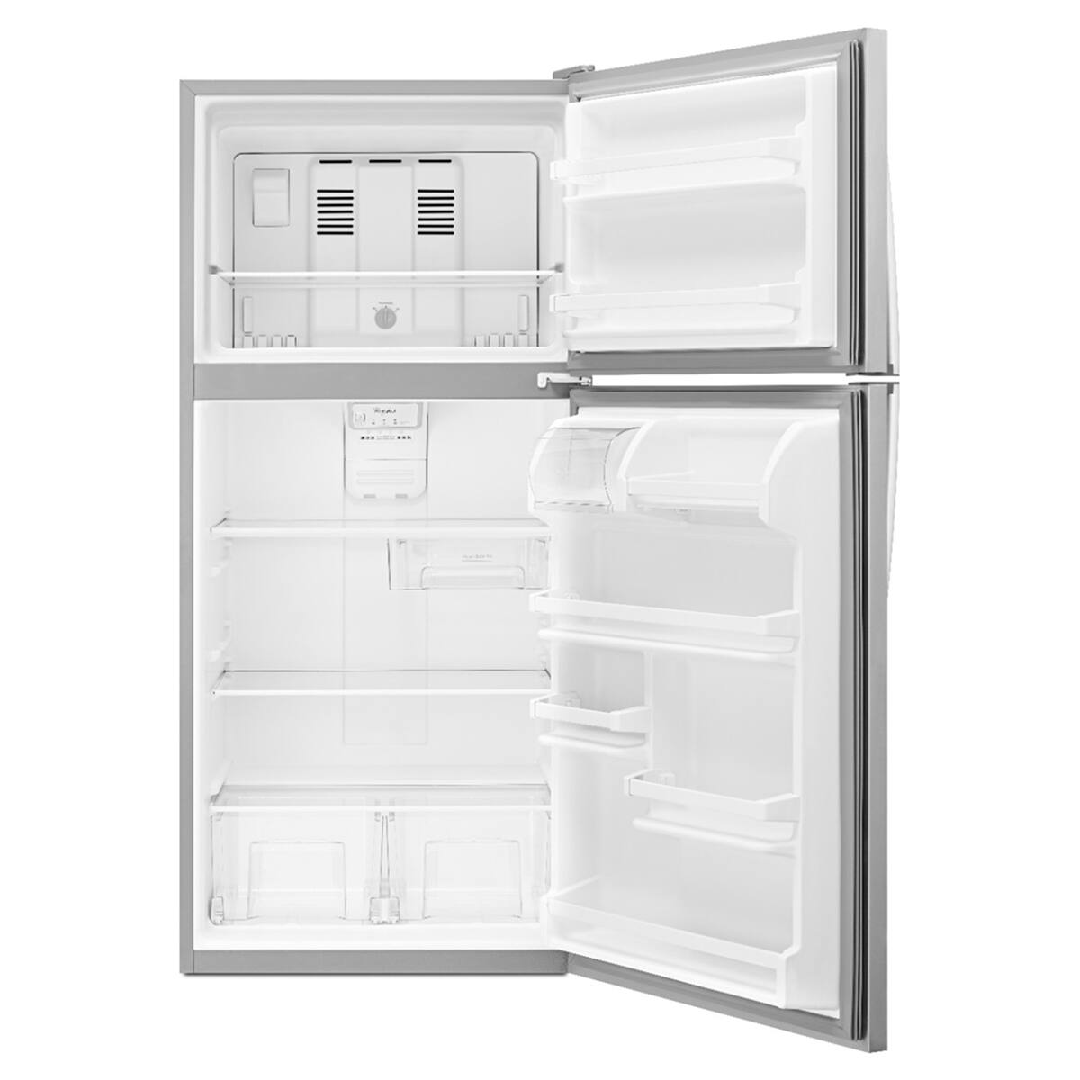 Angle. Whirlpool - Whirlpool - 18.2 Cu. Ft. Top-Freezer Refrigerator - Monochromatic Stainless Steel - Monochromatic Stainless Steel.