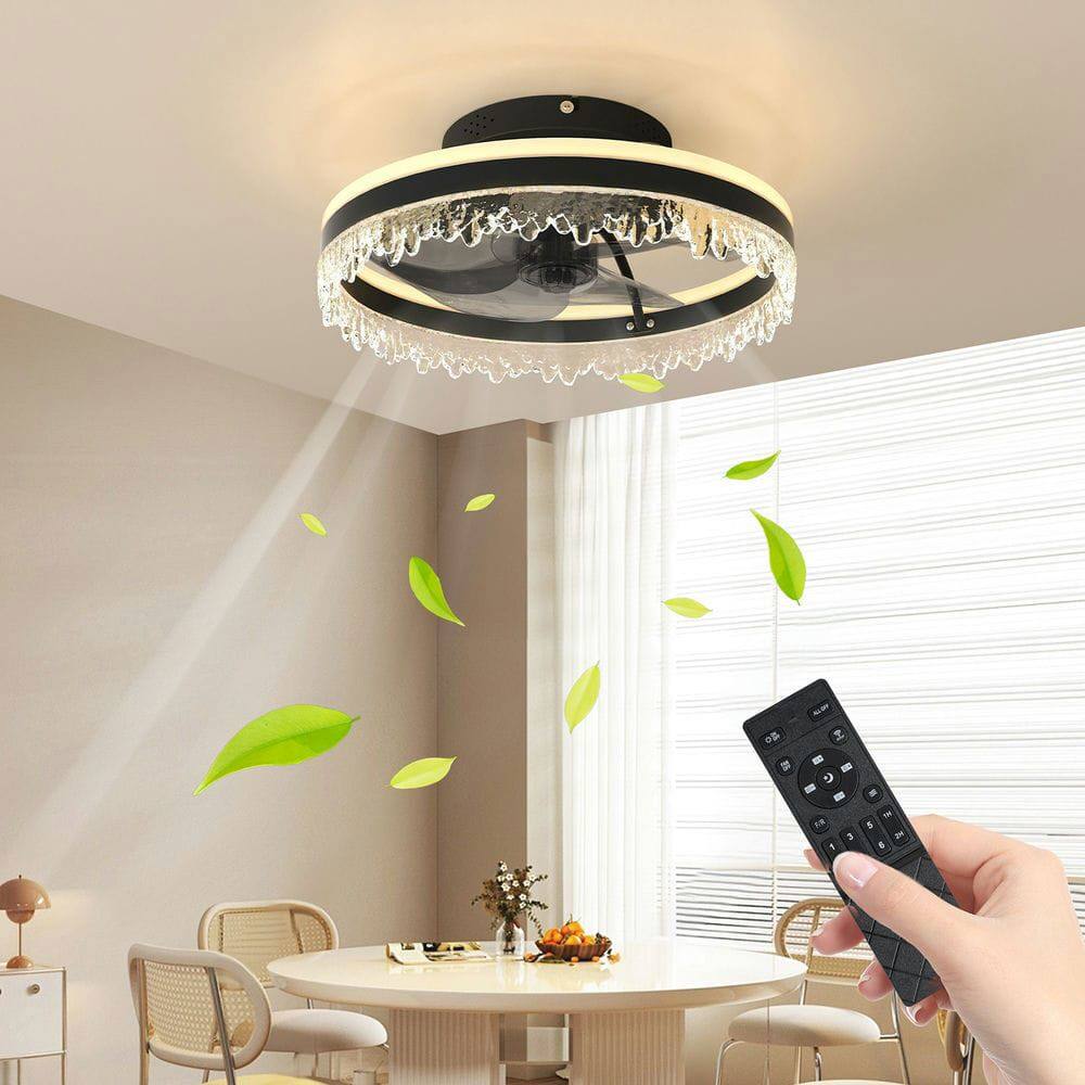 Alt View 5. Kadyn - Modern LED Ceiling Fan with Light – 16'' Dimmable Ceiling Light with Invisible Blades, Black - Black.