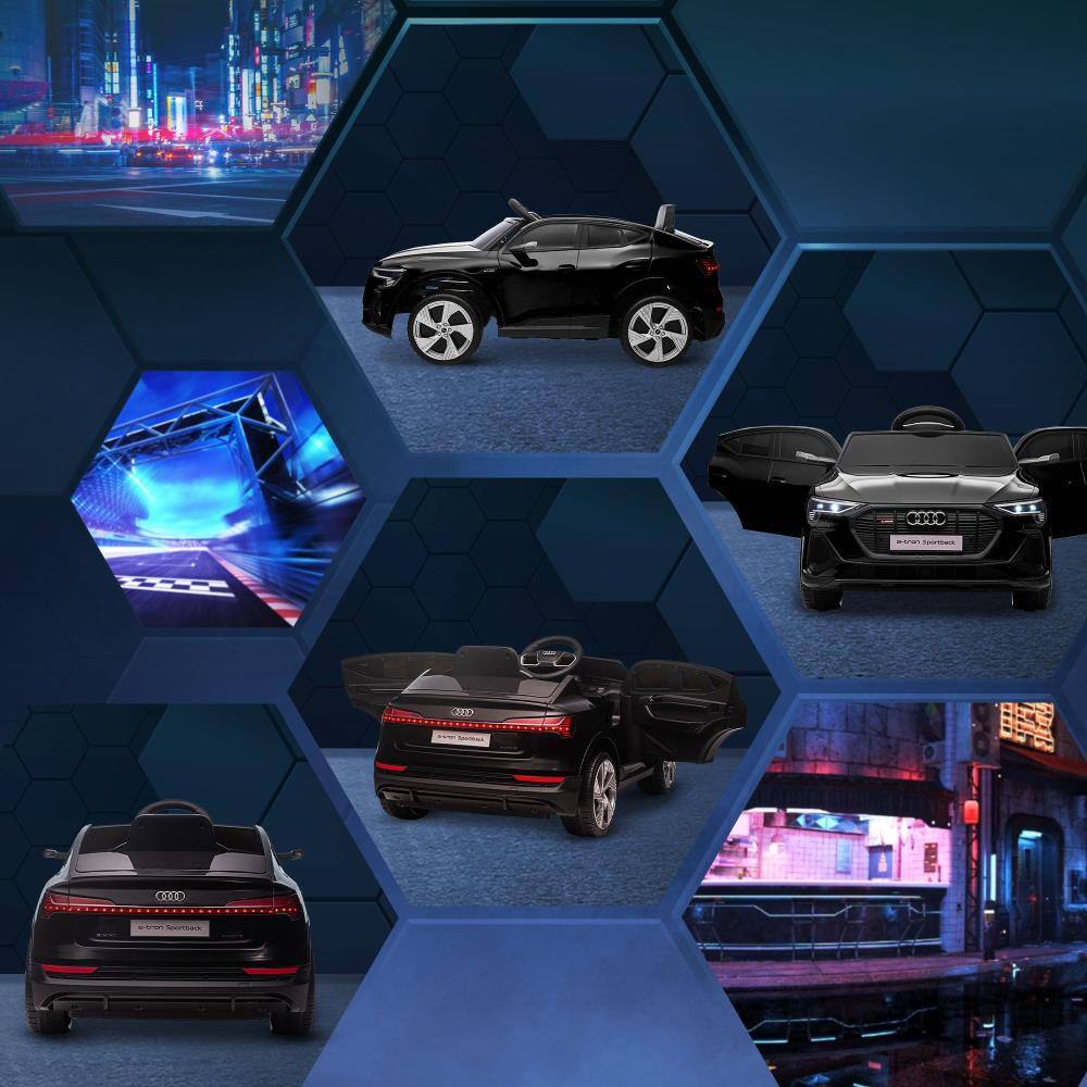 Alt View 2. BreeBe - Aosom 12V Kids Electric ride on Car Audi E-Tron w/ Remote Control, Suspension, Training Wheels, LED Lights, Music & Horn - Black.