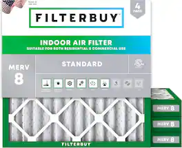 Filterbuy - 10x10x2 MERV 8 Dust & Allergy Defense, Electrostatic Pleated HVAC AC Furnace Air Filters Replacement (4-Pack) - Silver
