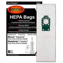 6 Pack EnviroCare Replacement HEPA Vacuum Cleaner Bags Designed to fit SupraLite and Simplicity Freedom Upright
