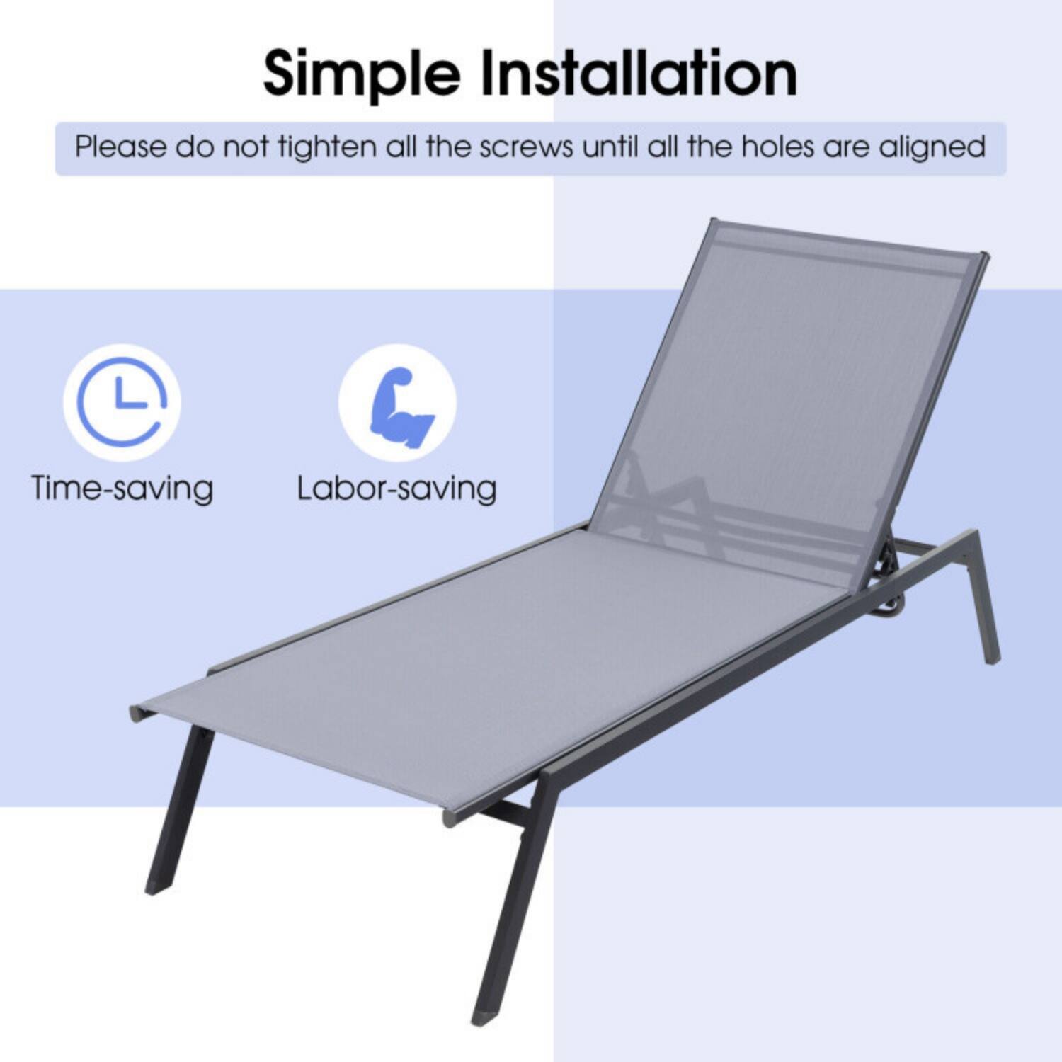 Simple Installation  
Please do not tighten all the screws until all the holes are aligned  

Time-saving  
Labor-saving