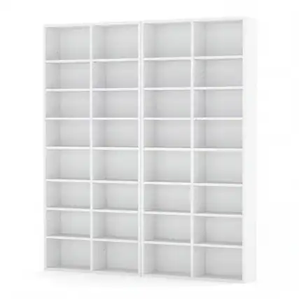 Front. Costway - Costway 2 PCS 16-Cube Bookcases CD Storage Rack with 12 Adjustable Shelves, Media Storage Organizer - White.