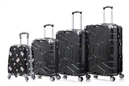 BreeBe - Luggage set PC material 4 piece travel luggage set, with rotating wheels and a sense of technology - Black