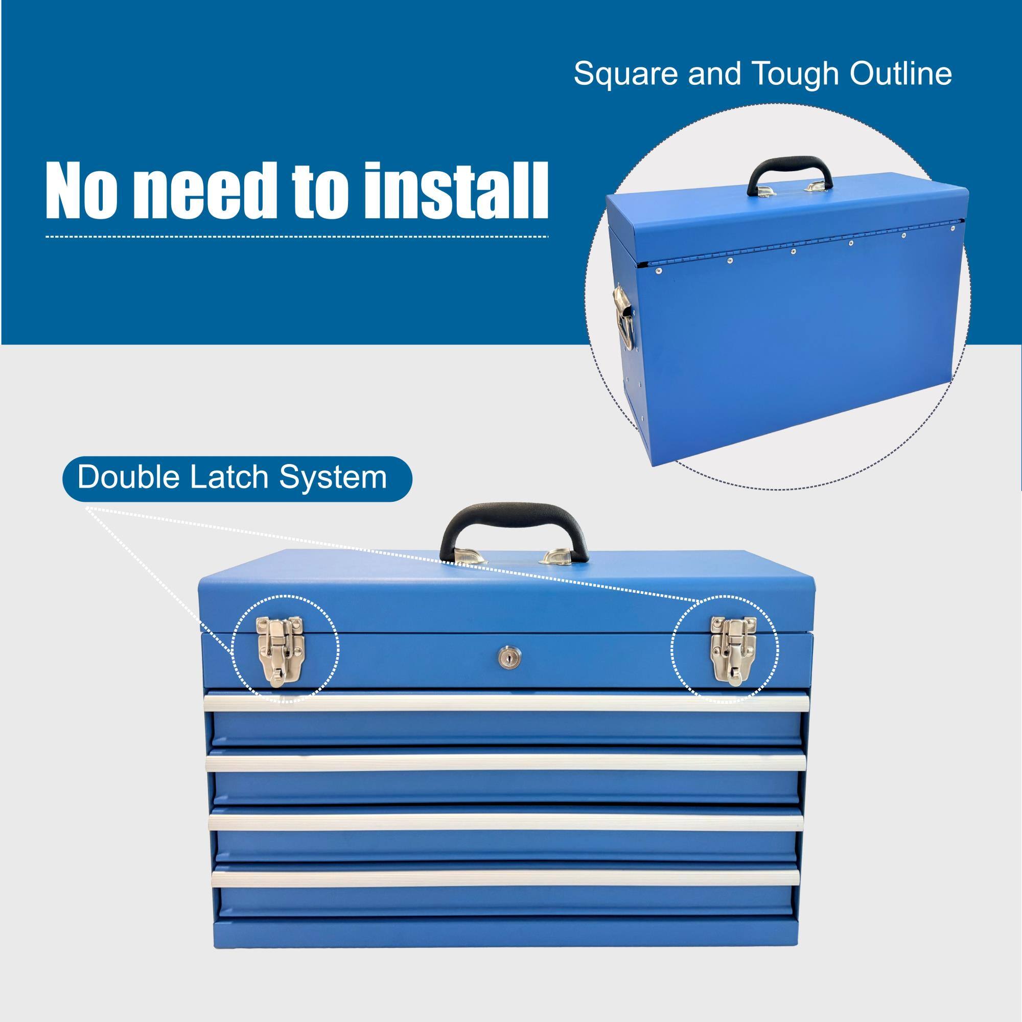Square and Tough Outline  
No need to install  
Double Latch System