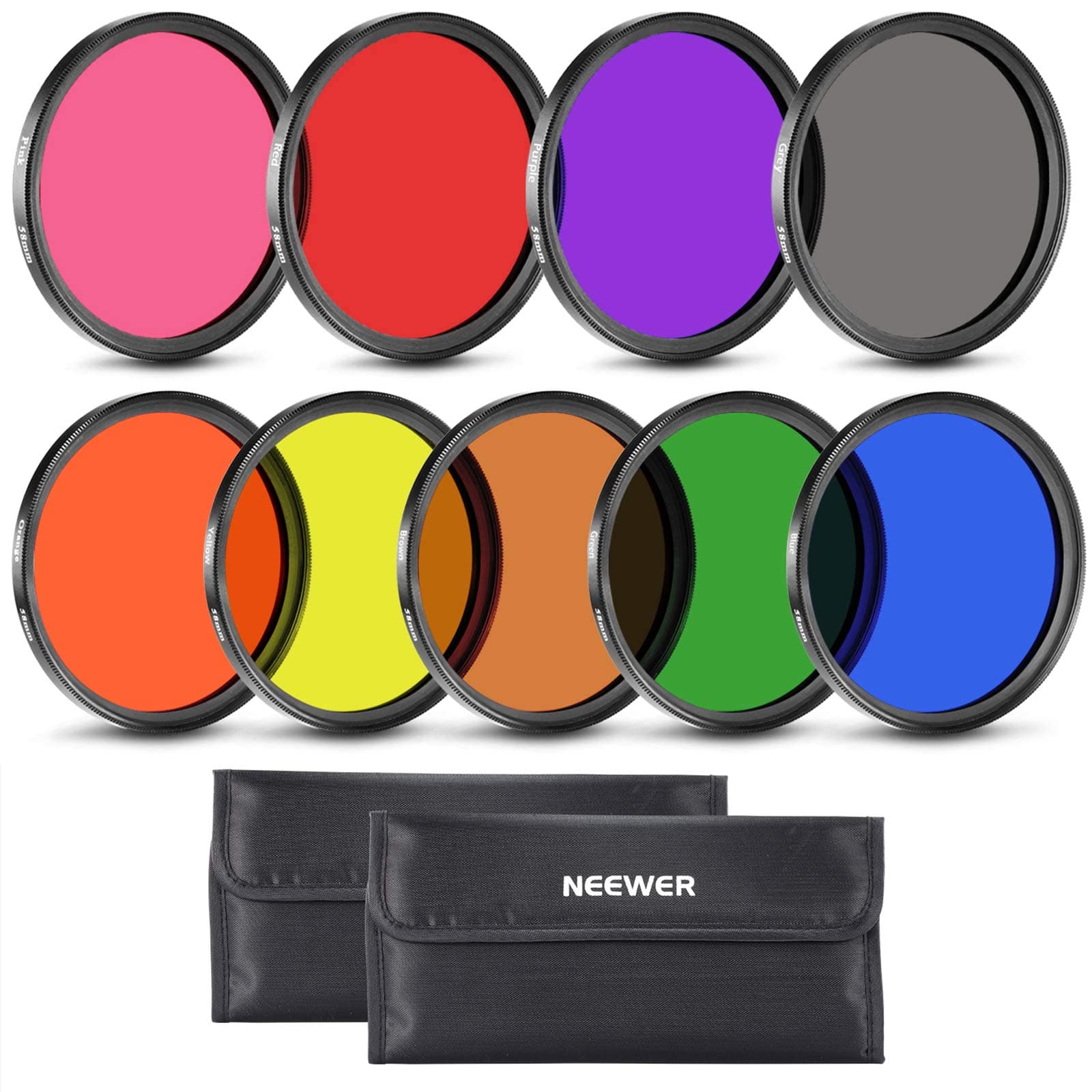 Neewer - 58mm 9PCS Color Filter Set, Resin, 2 Pouches