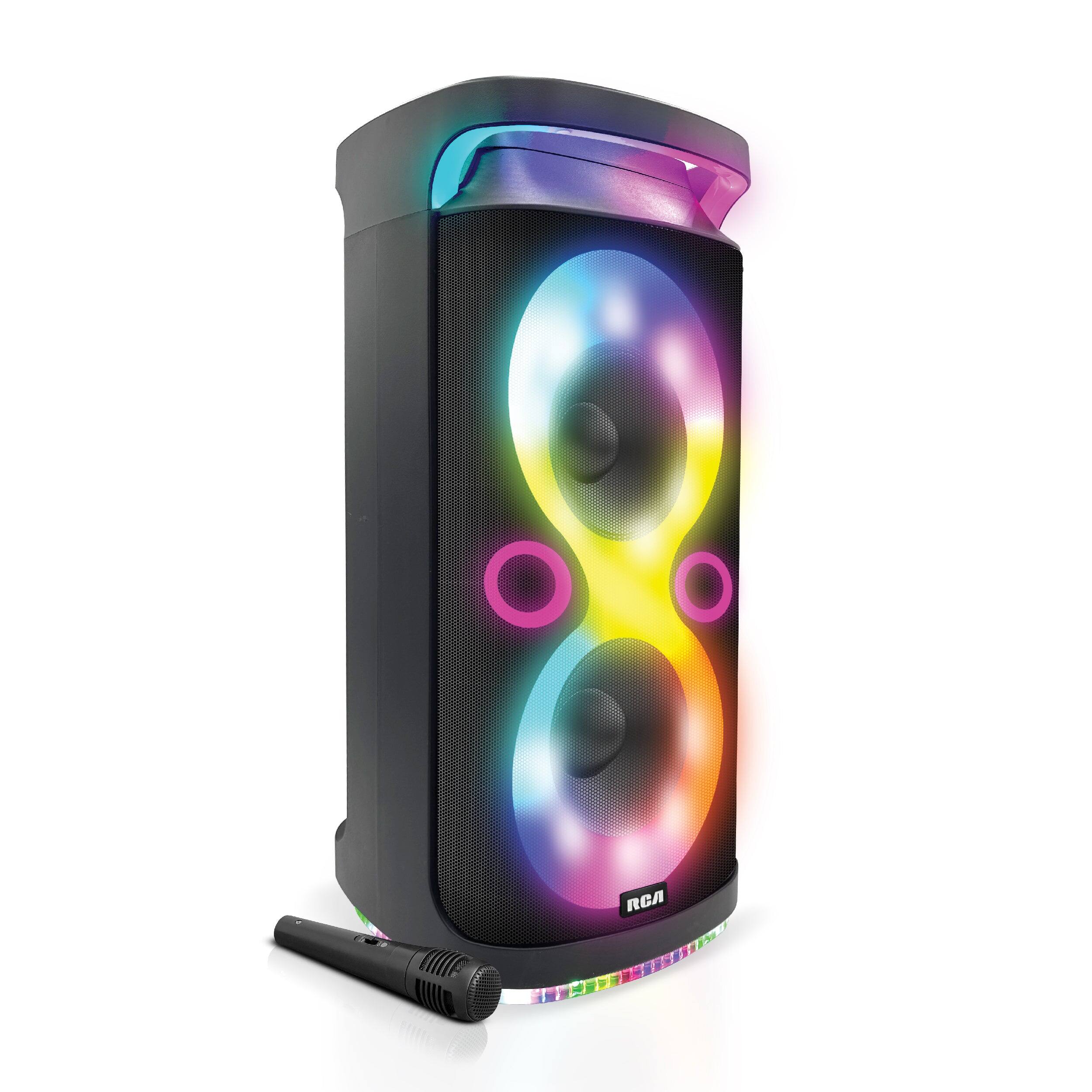 Angle. RCA - Disco 2108 Flame Effect Bluetooth Party Speaker with Dual 8" Woofers - Black.