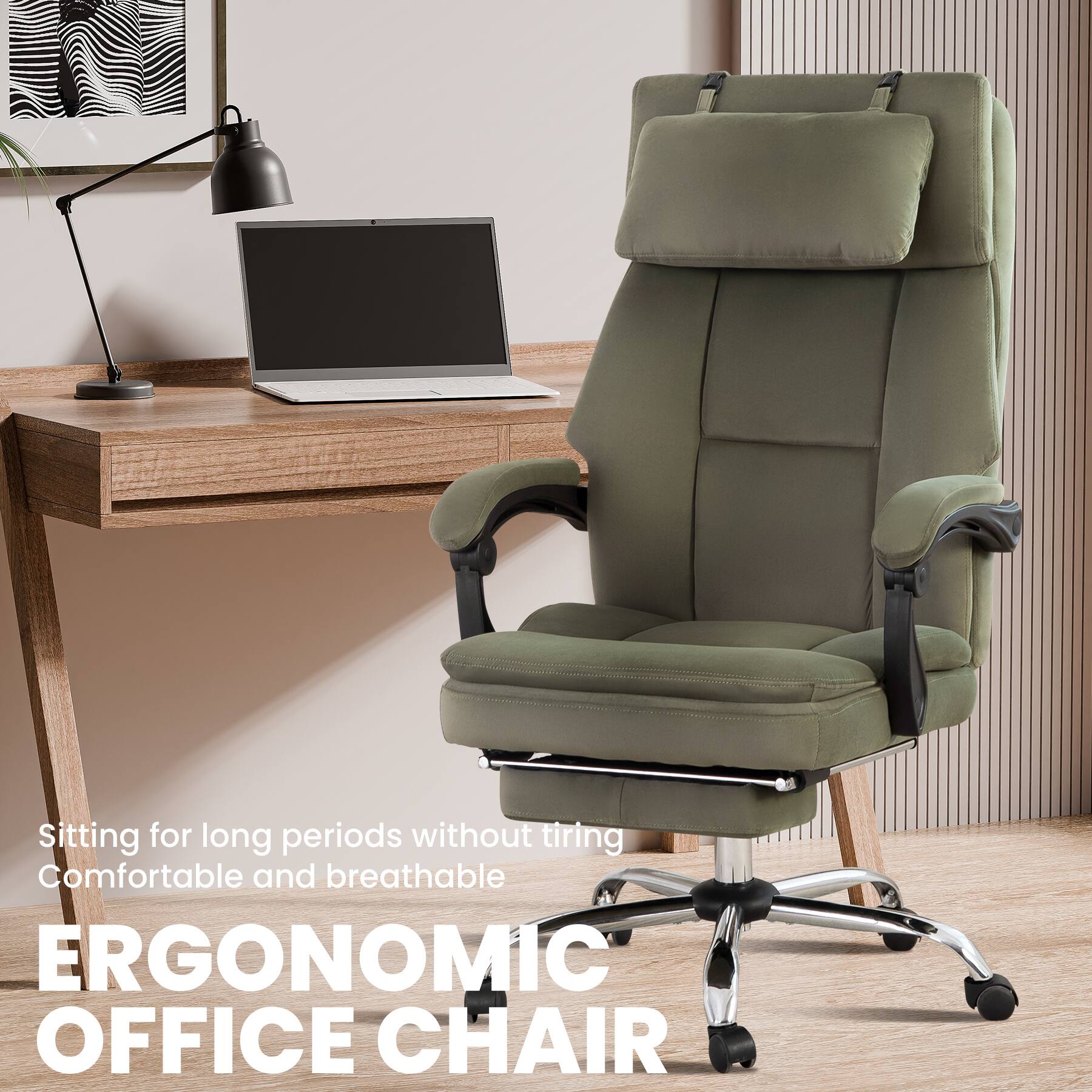Sitting for long periods without tiring  
Comfortable and breathable  

ERGONOMIC OFFICE CHAIR