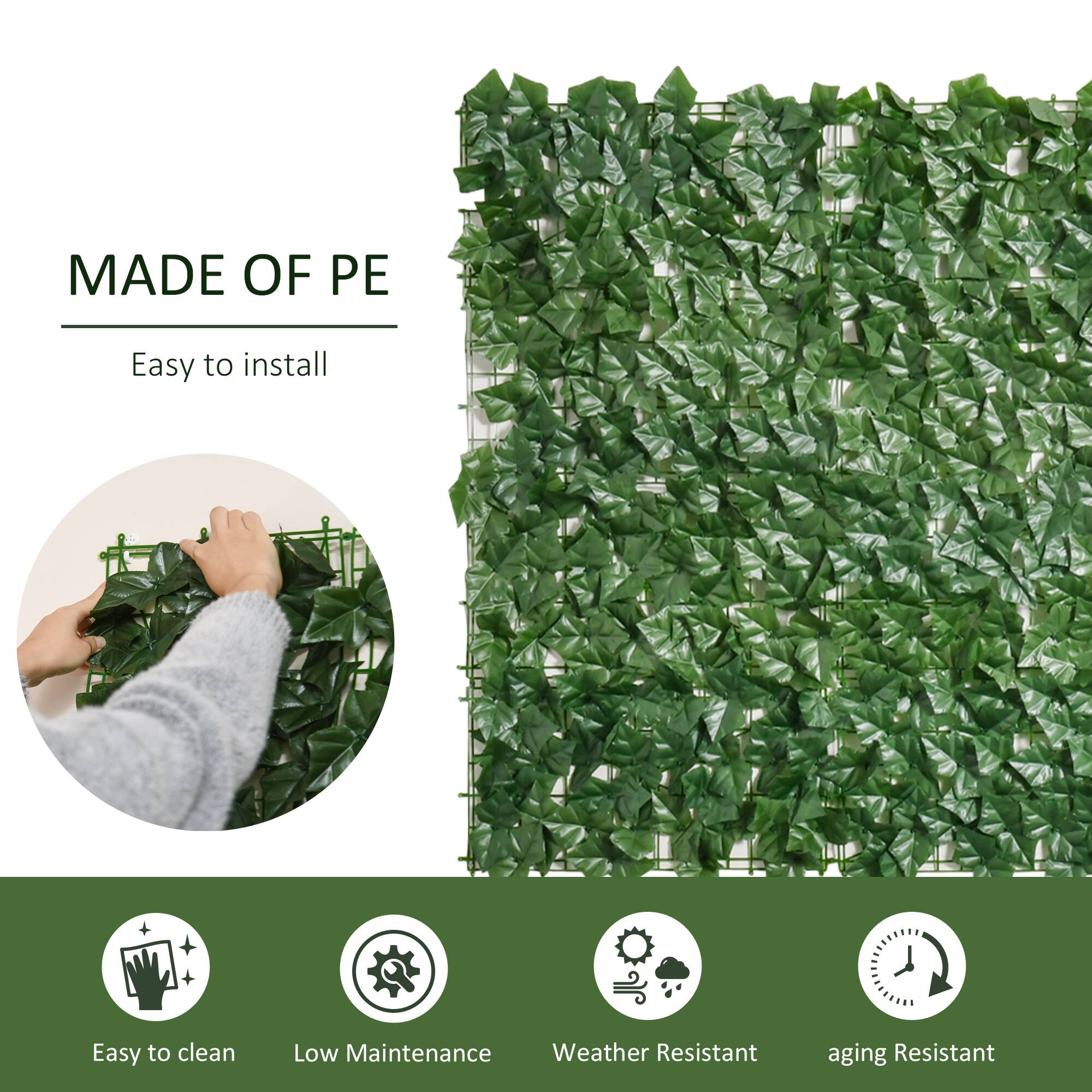 MADE OF PE  
Easy to install  

Easy to clean  
Low Maintenance  
Weather Resistant  
aging Resistant