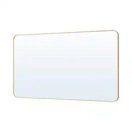 WELLFOR - 55 in. W x 32 in. H Rectangular Aluminum Framed Wall Bathroom Vanity Mirro - Brushed Gold