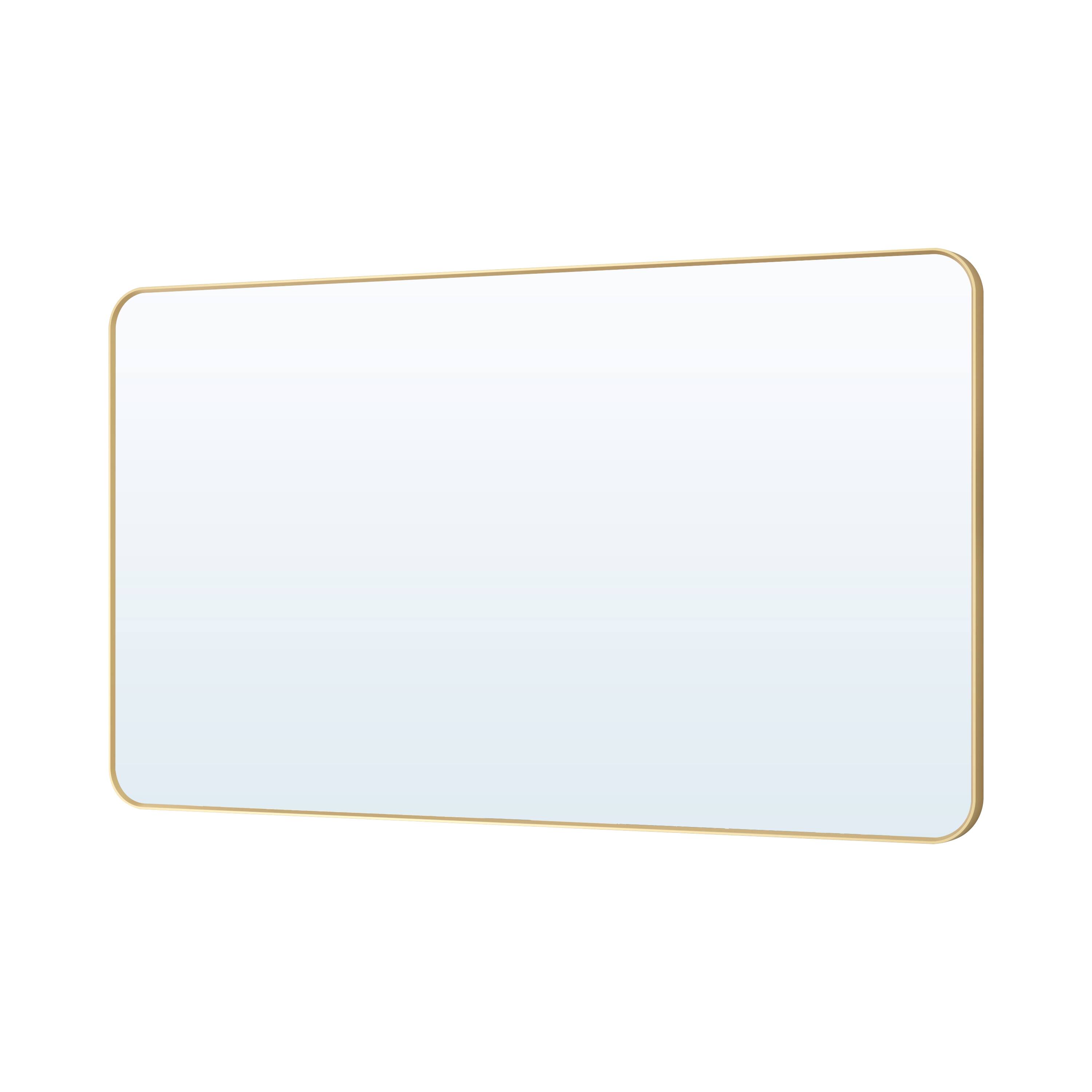 Front. WELLFOR - 55 in. W x 32 in. H Rectangular Aluminum Framed Wall Bathroom Vanity Mirro - Brushed Gold.