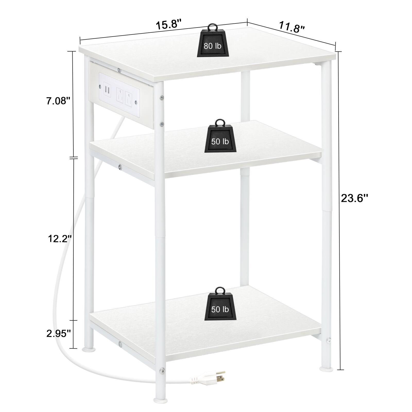 15.8" x 11.8" x 7.08"  
80 lb  
23.6" x 12.2" x 2.95"  
50 lb
