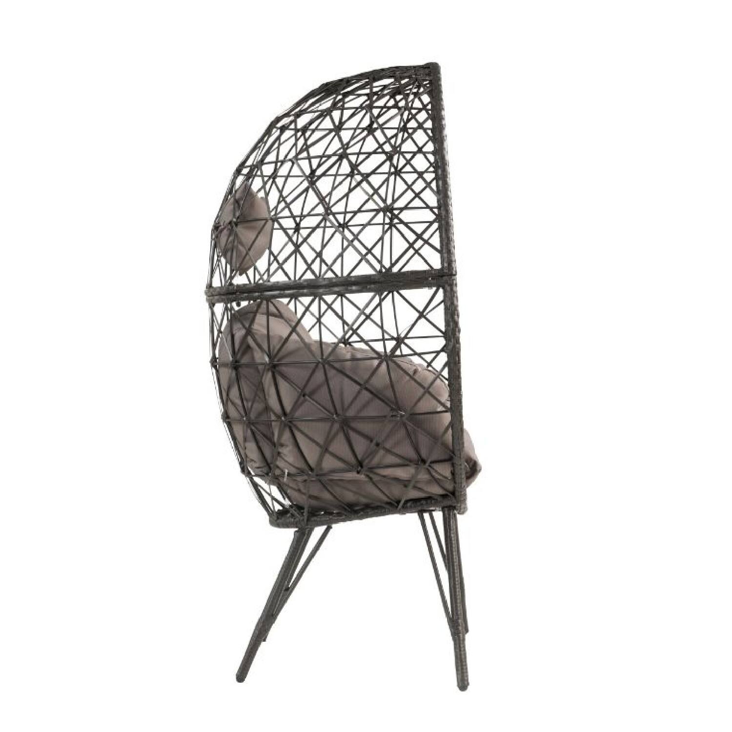 Alt View 3. Manhattan Lane - Patio Lounge Chair with Wicker Geometric Pattern - Black.
