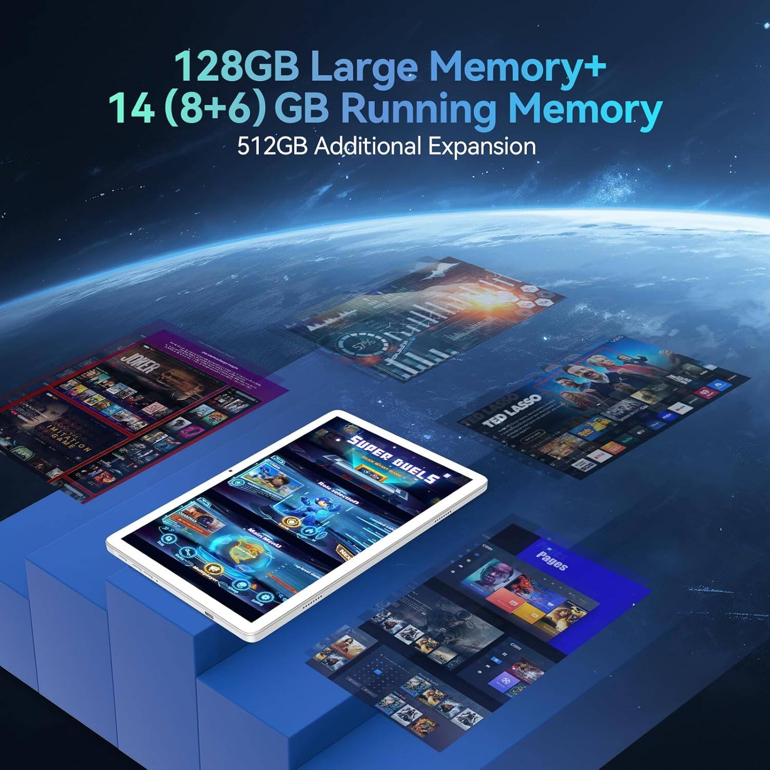128GB Large Memory+  
14 (8+6) GB Running Memory  
512GB Additional Expansion  

JOKER IMITATION  
SUPER DUELS  
TED LASSO  
PAGOS