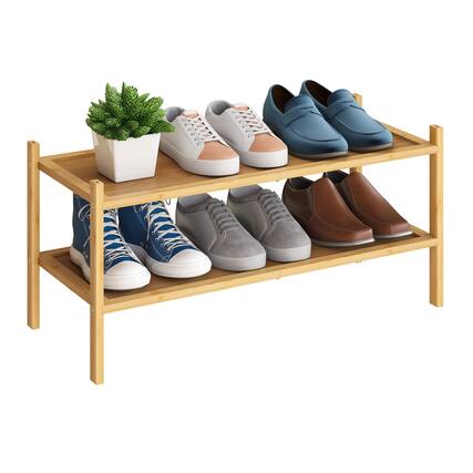 Front. Hanke - 4-tier Shoe Rack Stackable Shelf Storage Organizer For Hallway Closet Living Room Entryway Organizer natural - Natural 2-Tier(27*11*12.6inches).