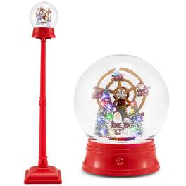 Costway - 5 Ft Musical Christmas Street Lamp with 8 Tunes & 15 Colorful LED Lights for Porch Advent Calendar - Red