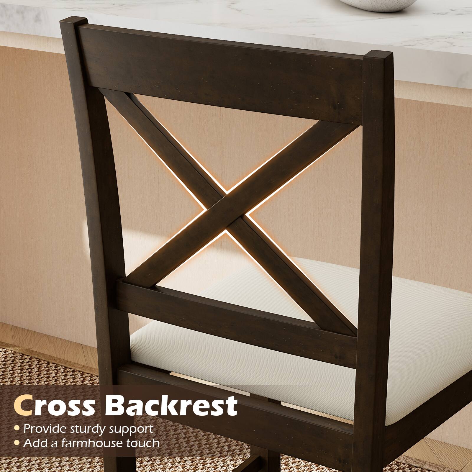 Cross Backrest  
- Provide sturdy support  
- Add a farmhouse touch