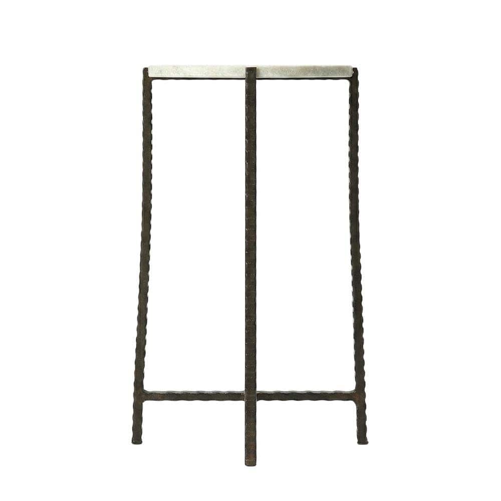 Starlight Canyon Home - Round Side Table with Metal Base, Transitional End Table for Living Room - Multi-Color