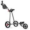 Front. Costway - Costway Foldable 3 Wheel Golf Pull Push Cart Trolley Scorecard Drink Holder Mesh Bag - as pic.