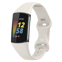 StrapsCo - Slim Active Band Silicone Rubber Watch Strap For Fitbit Charge 6 - Dutch White