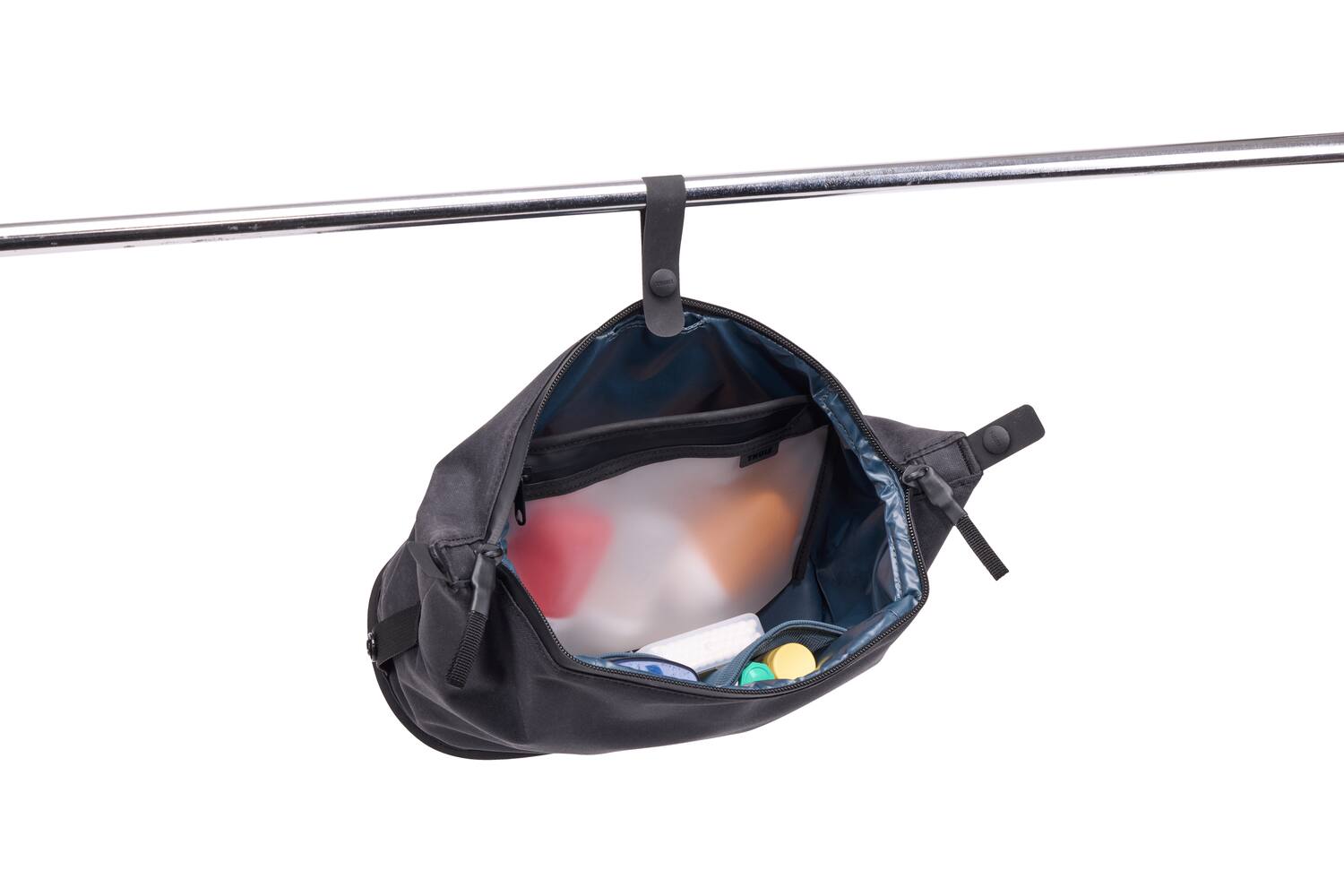 Back. Thule - Aion Toiletry Bag – Durable Travel Wash Kit Organizer - Black.